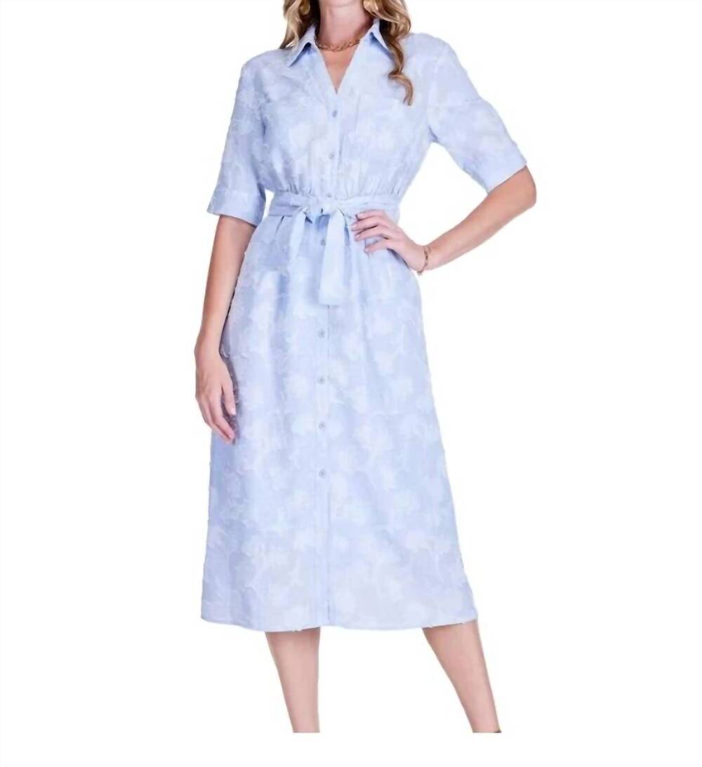 NEW JADE MELODY TAM belted maxi dress in soft blue